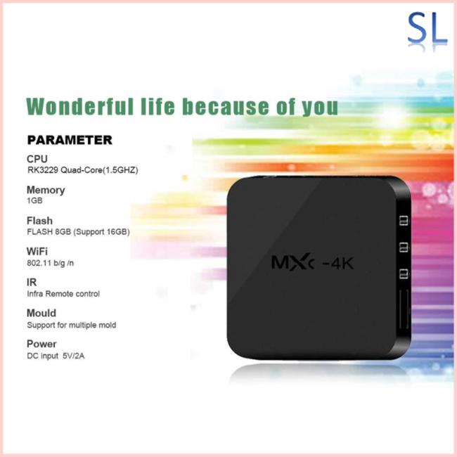 TV Box MXQ 4K Android 7.1 2.4G WiFi DLNA Smart TV Box RK3229 CPU 4 nhân 1G + 8G