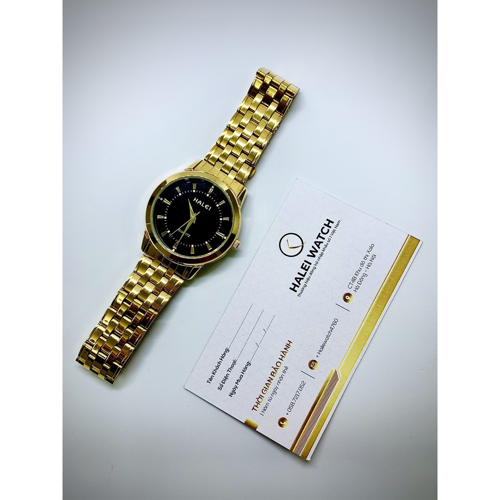 Đồng Hồ Nam HALEI WATCH Dây trắng mặt xanh, dây vàng mặt đen , dây vàng mặt trăng , Chống nước chống xước | BigBuy360 - bigbuy360.vn