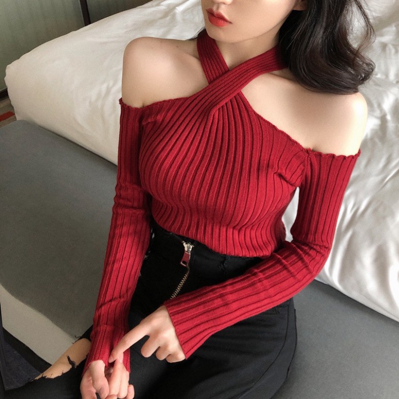 Áo len trễ vai áo len nữ form rộng tay dài sexy dáng đẹp thời trang kiểu Hàn Quốc dày dặn K5E12 | BigBuy360 - bigbuy360.vn