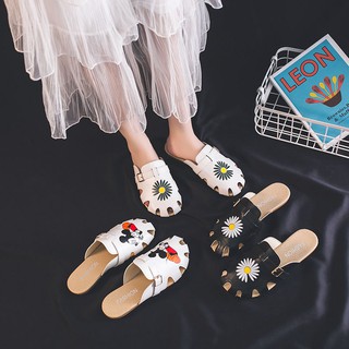 Dép sục da in hình hoa cúc cute