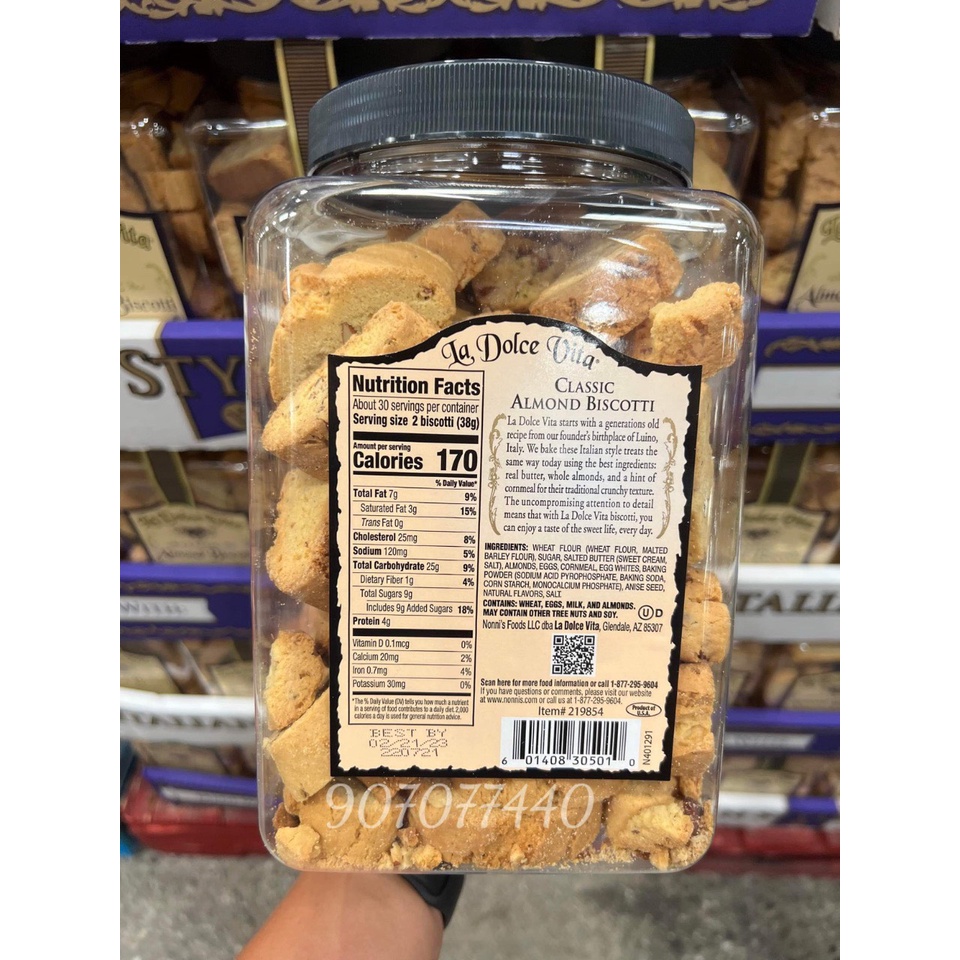 Bánh nướng hạnh nhân Nonni's date 11/2023 La Dolce Vita Classic Almond Biscott - EDS Hàng Mỹ