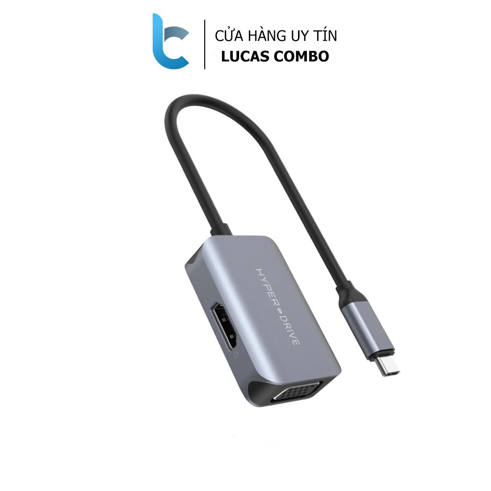 Cổng chuyển/ Hub 2in1 USB Type-C ra HDMI và VGA 4K HyperDrive