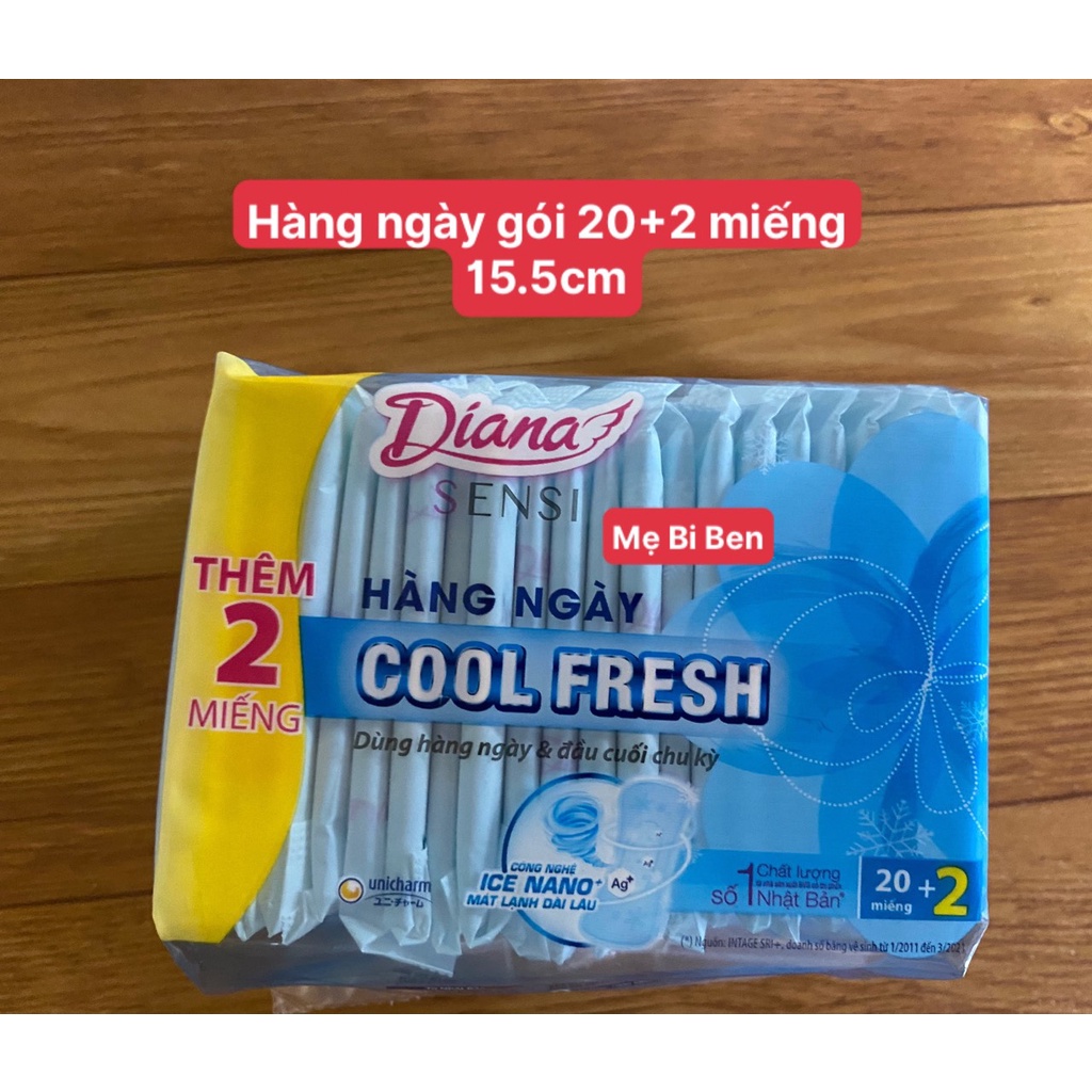 [GÓI 20+5 MIẾNG] Lốc 6 gói Băng vệ sinh Diana hàng ngày Sensi Cool Fresh gói 20 miếng