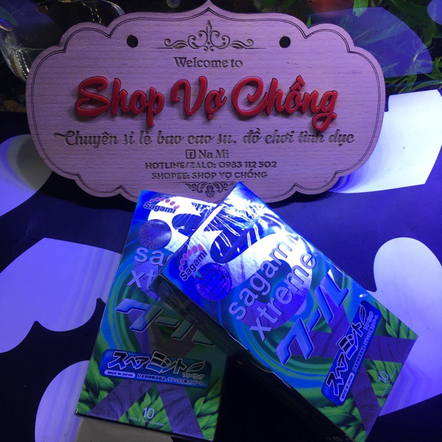 Bao Cao Su Sagami Xtreme Spearmint Hương Bạc Hà - Hộp 10 Cái