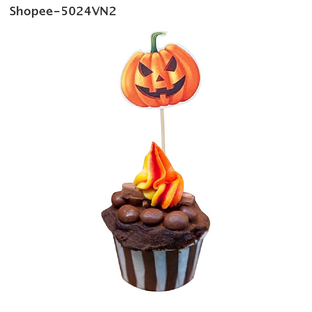 [Mới &amp; Halloween] Set 48 Phụ Kiện Trang Trí Bánh Cupcake Hình Ma Hoạt Hình Cho Tiệc Halloween