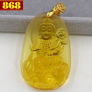 Mặt Phật Phổ Hiền Bồ Tát 5 cm pha lê vàng