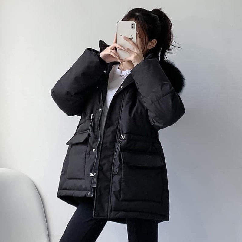 Áo khoác parka nữ phiên bản mới nhất, Áo khoác phao mũ lông xù hàng QCCC | BigBuy360 - bigbuy360.vn