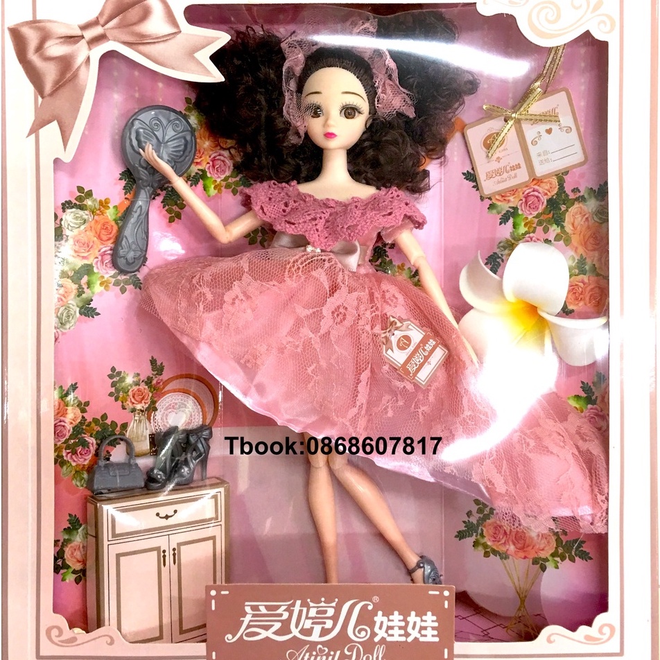 Đồ chơi búp bê váy hồng tóc xù Atinil Doll WX66B-12