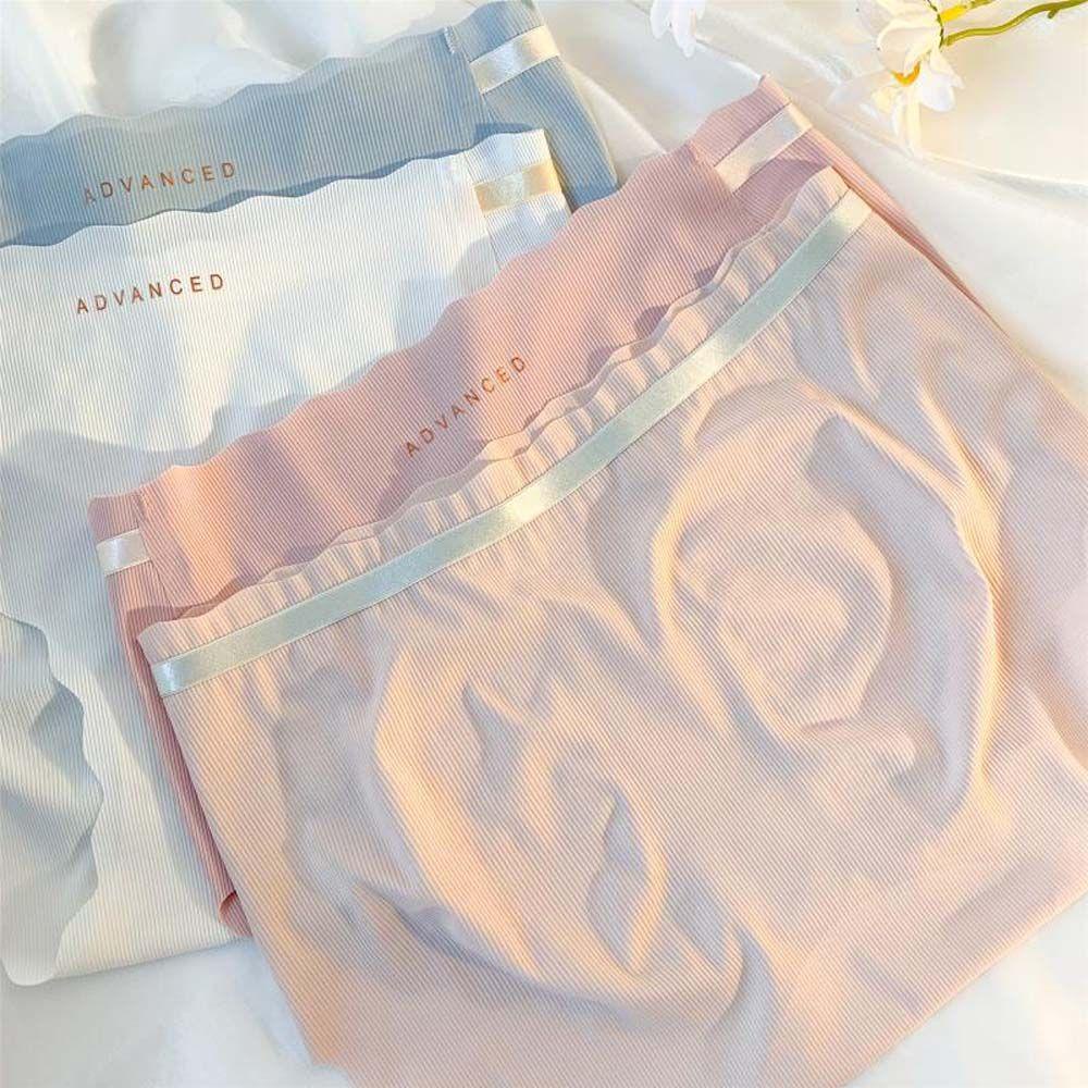 Set 2 Quần Lót Nữ Màu Trơn Viền Ren Gợn Sóng