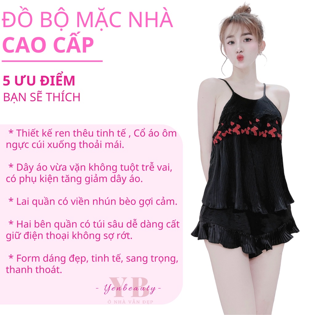 Đồ Bộ Lụa Đùi Sexy Mặc Ở Nhà Nữ - Bộ Quần Áo Ngủ Nữ 2 Dây Mặc Nhà Mùa Hè, Bảng Màu Tây - YENBEAUTY