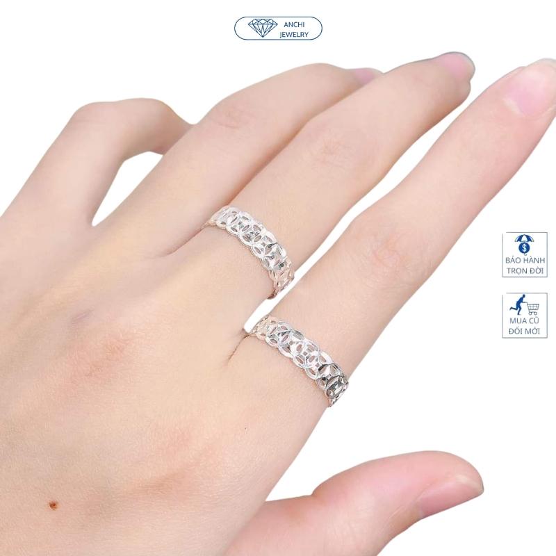 Nhẫn kim tiền trơn , chuẩn bạc ta - Anchi jewelry, mang lại may mắn tài lộc cho nữ chủ
