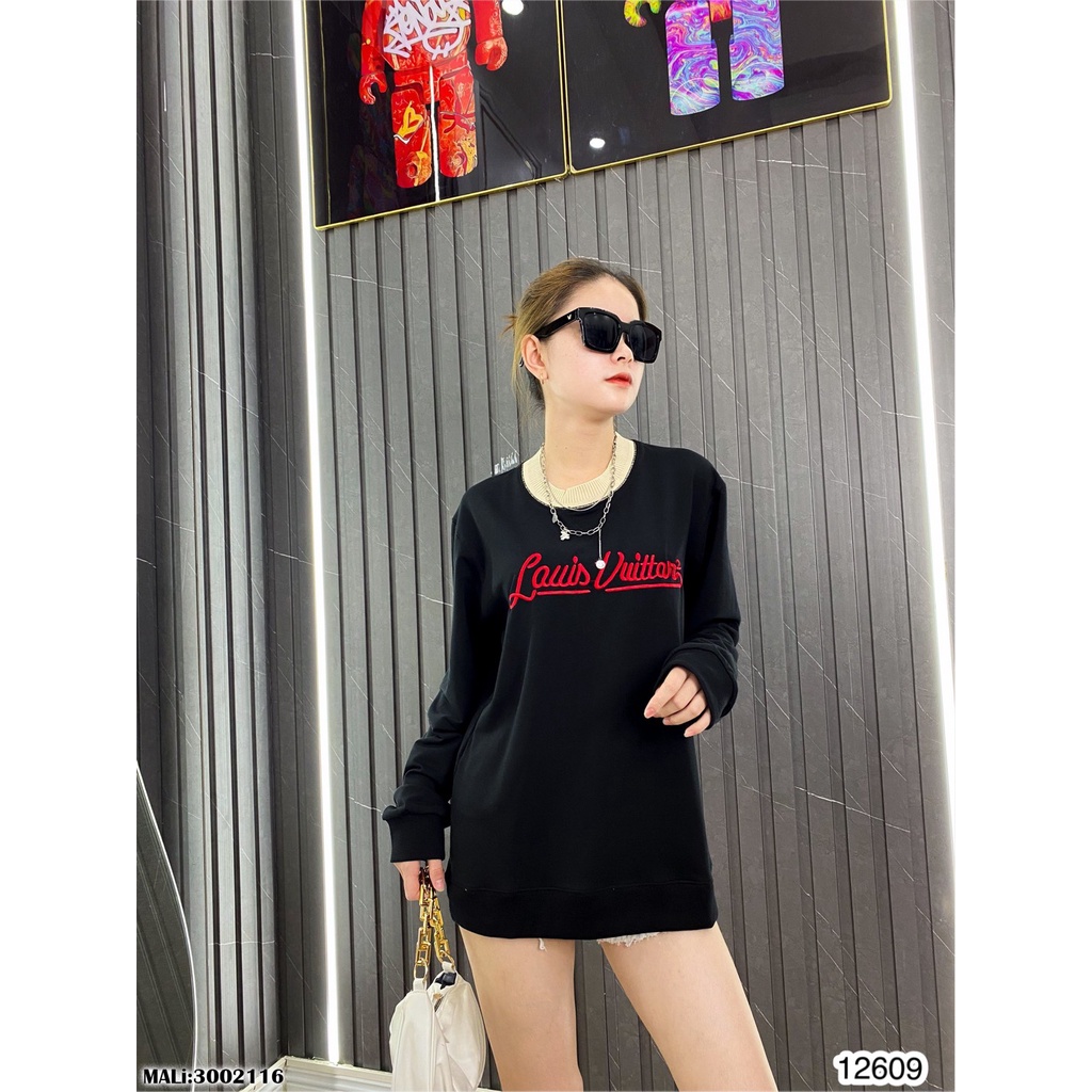 Áo Dài Tay Nam Lv Họa Tiết Chữ Thêu Trẻ Trung . Áo Thu Đông Nam Lv Chữ Thêu Chất Nỉ Cao Cấp - MINH TÂY STORE