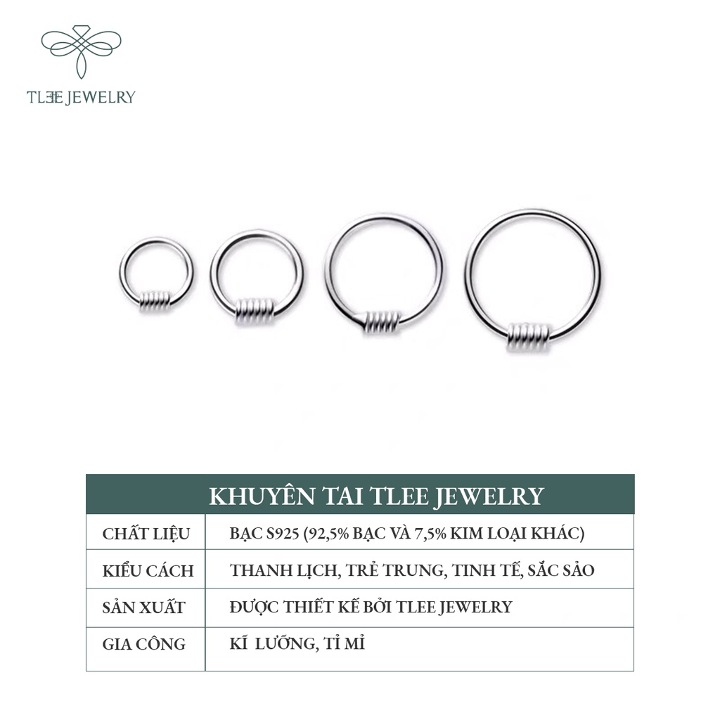 Khuyên tai bạc tròn nữ TLEE lò xo cá tính Tlee NCJ B0170