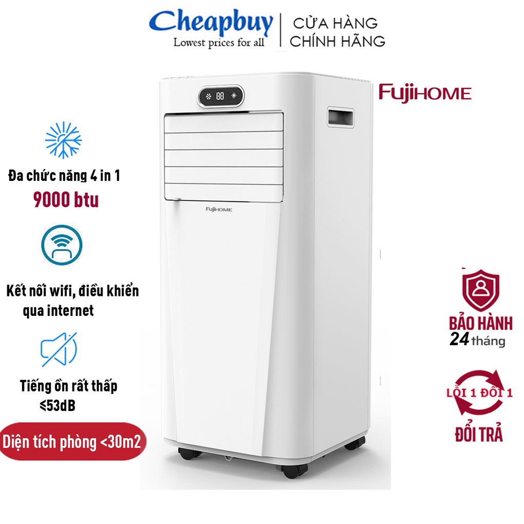 Điều hòa di động 9000BTU-12000BTU 15m2- 35m2 nhập khẩu CN Nhật Bản FUJIHOME,làm lạnh, hút ẩm 25 lít/ngày, lọc không khí