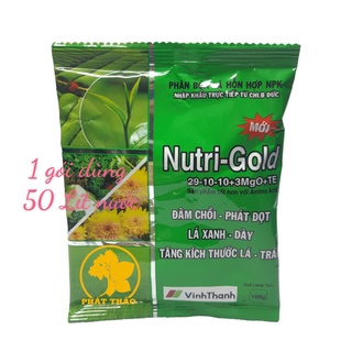 Phân bón hỗn hợp npk nutri - gold 29-10-10+3mgo+ te kích thích tăng trưởng 100gam