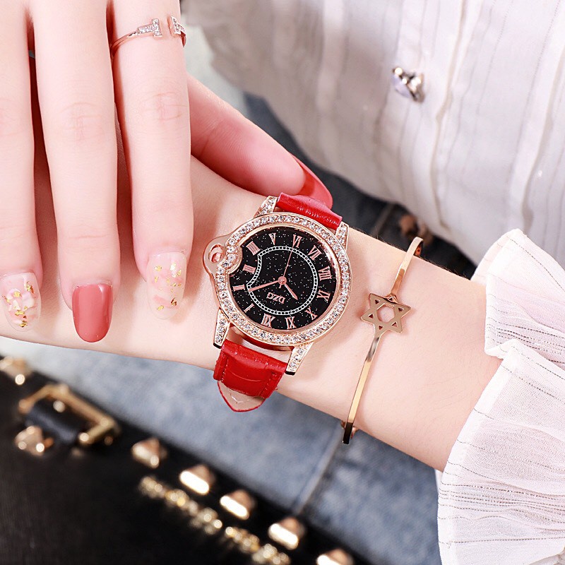 Đồng Hồ Nữ Dây Da Dzg Mặt Tròn Đính Ngọc 415 Sang Chảnh | BigBuy360 - bigbuy360.vn