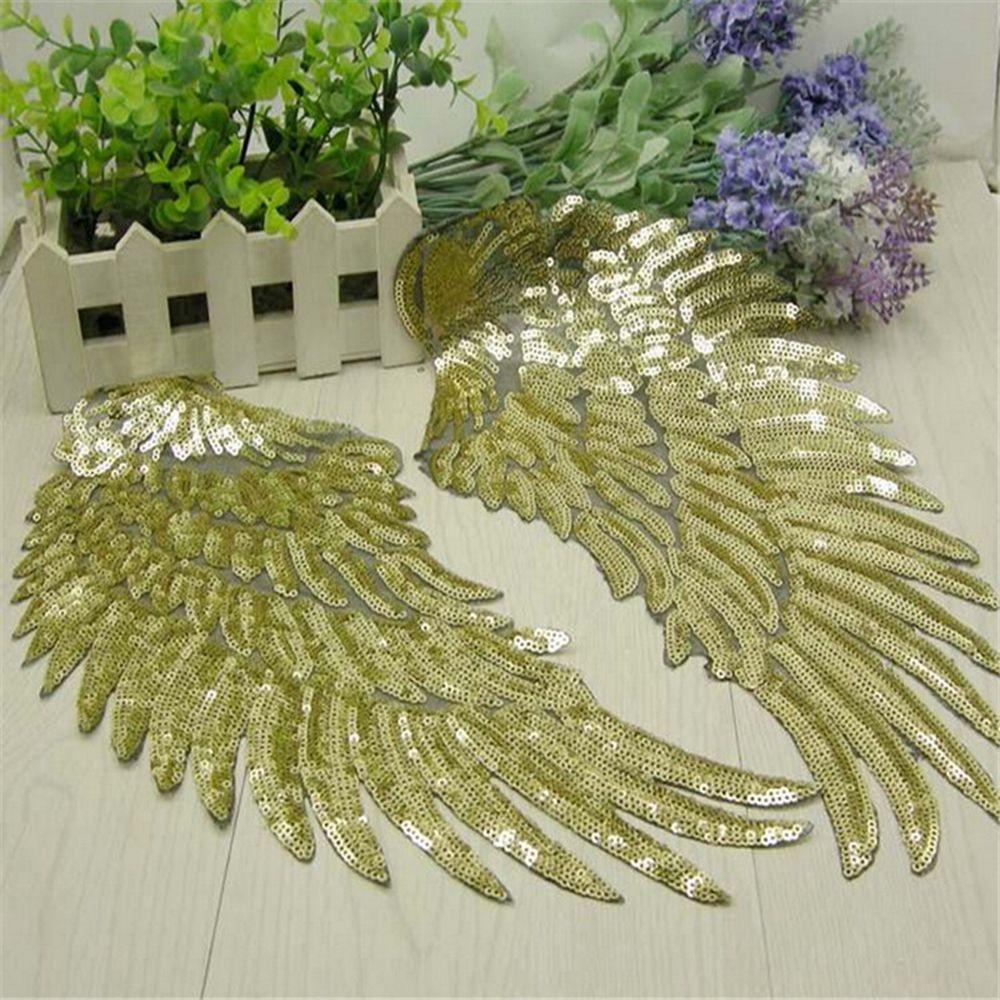 JARRED Miếng Vá Trang Trí Quần Áo Hình Lông Vũ Đính Kim Sa