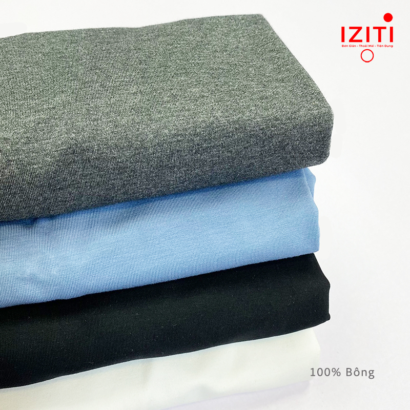 Áo phông trơn thun nam cotton 100% cổ tròn tay ngắn IZITI form basic hiện đại đẹp, size M L XL 2XL