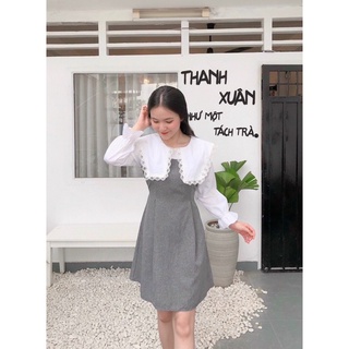 Đầm cổ sen viền ren nữ