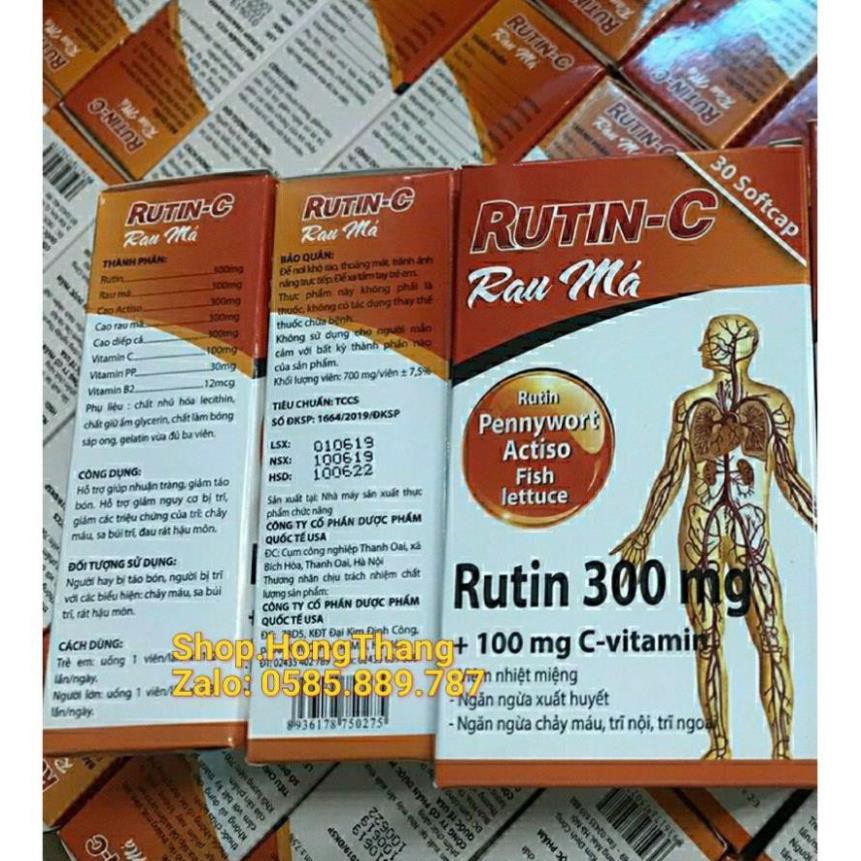 RUTIN - C rau má hỗ trợ điều trị viêm loét miệng, xuất huyết, chảy máu, trĩ ngoại trĩ nội 30 vieen