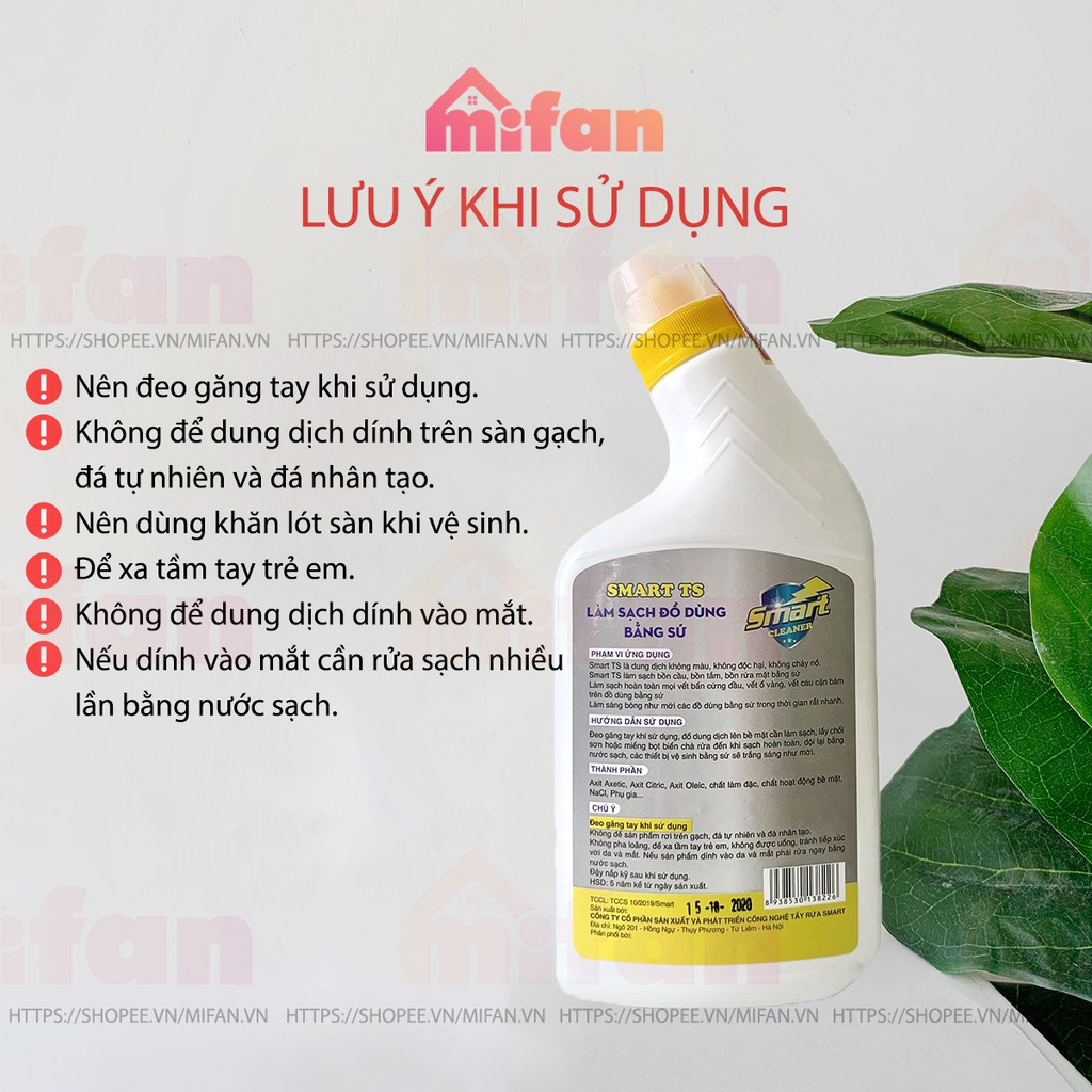 Làm Sạch Tẩy Trắng Đồ Dùng Bằng Sứ SMART TS - Bồn Cầu, Bồn Tắm, Bồn Rửa - Trắng Ngay Sau 5 Phút Không Cần Cọ Rửa