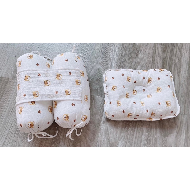 Bộ gối chặn em bé BABY BEE cao cấp, Bộ chẹn chống giật mình cho bé sơ sinh