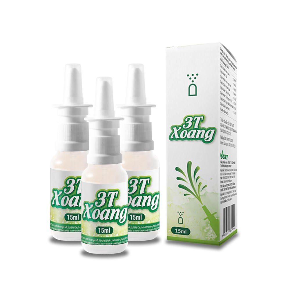 Combo 3 Xịt Mũi Xoang, Viêm Mũi Dị Ứng 3T Xoang Dứt Điểm Nghẹt Mũi, Sổ Mũi, Đau Nhức Mũi (15ml)