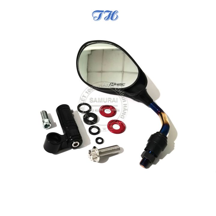 Combo Kính chiếu hậu CRG/H2C Kiểu Ya, Su xoay 360 độ, gương xe máy thời trang chế xoay zin + 4 zon cao su + 2 long đền
