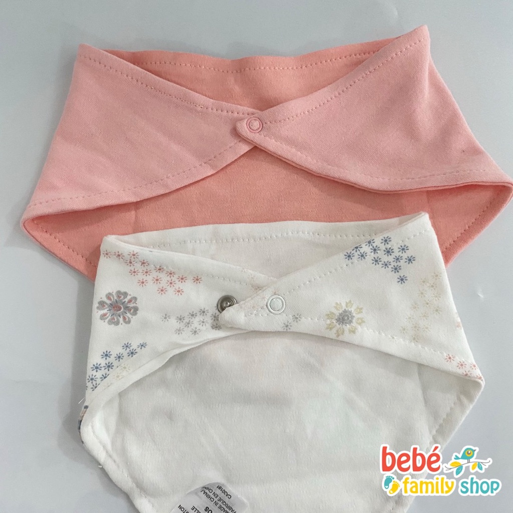 Set 1-3 khăn yếm tam giác giữ ấm cho bé/ khăn yếm cổ ăn dặm cho bé cúc bấm thun cotton xuất dư xịn