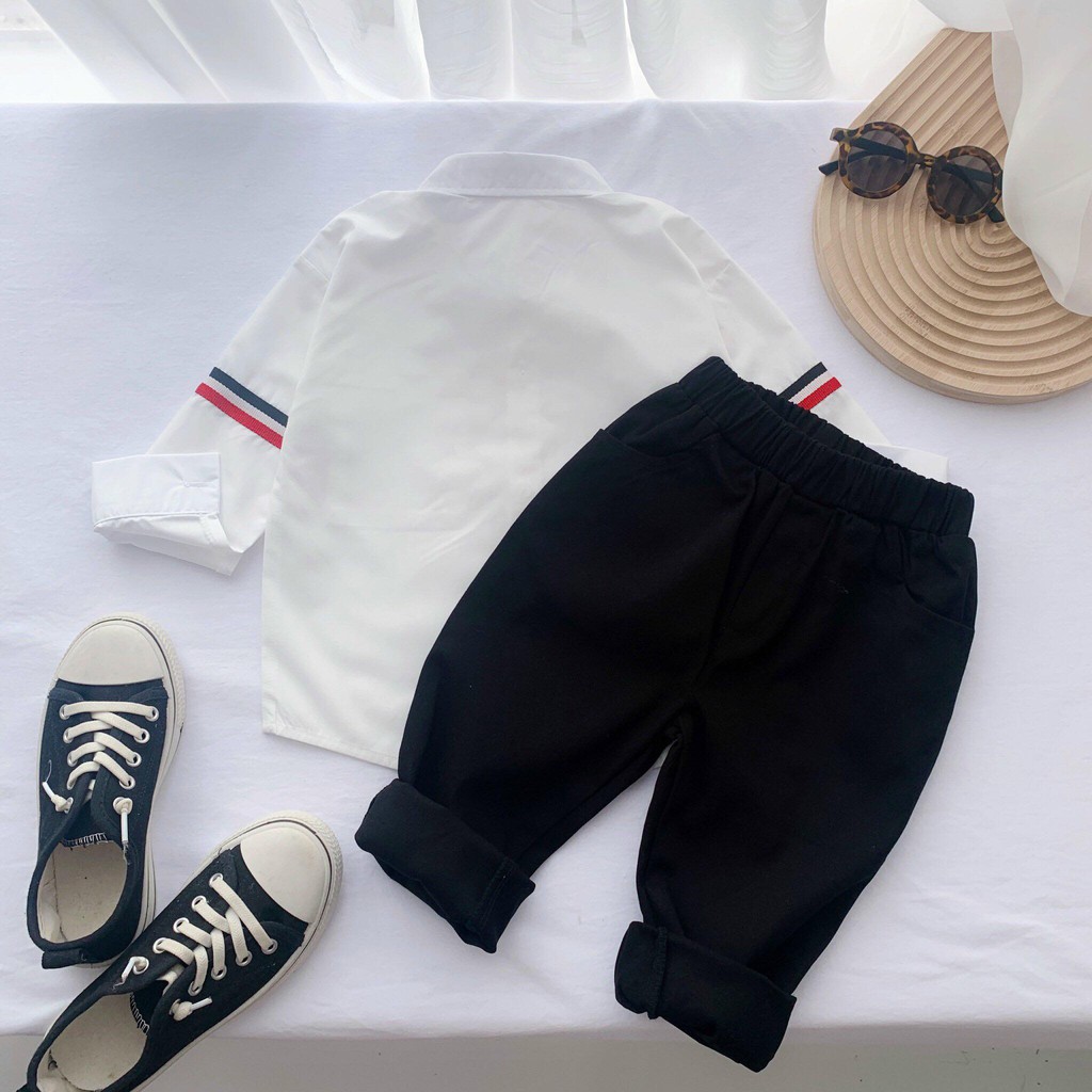 Sét bộ bé trai từ 8-22kg, áo trắng quần kaki kèm cavat hàng chính hãng zookid