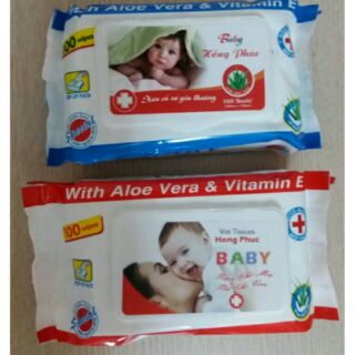 (Sỉ_ lẻ) 100 tờ/gói Khăn Giấy Ướt Không Mùi Baby Hồng Phúc - Hàng Việt Nam chất lượng cao