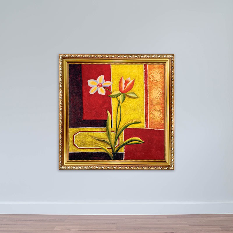 Tranh canvas đóng khung "Hoa lá màu nóng" TT1896
