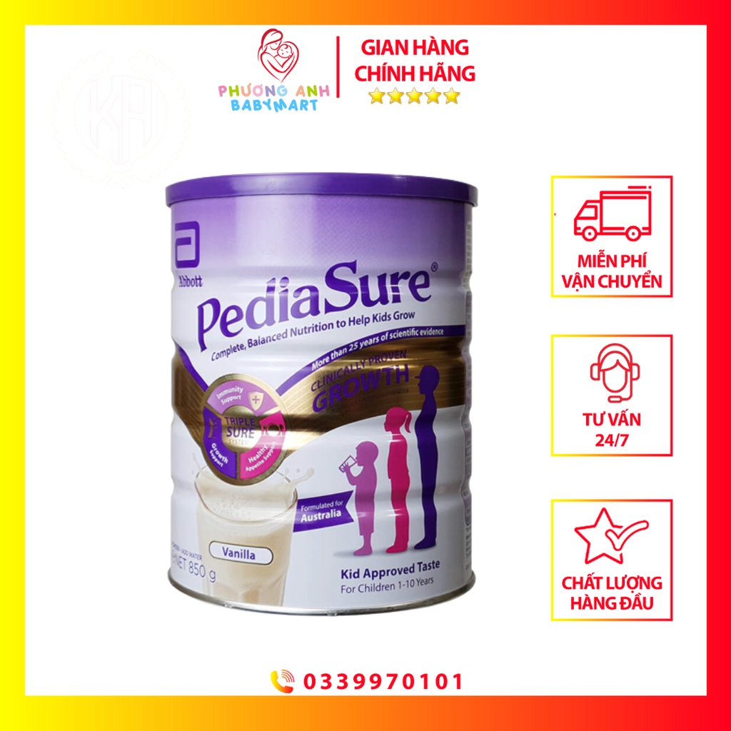Sữa PediaSure Úc Nắp Tím 850G