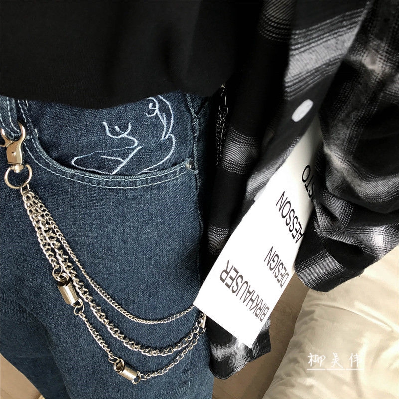 Chuỗi xích kim loại đeo thắt lưng quần nhiều lớp phong cách hiphop