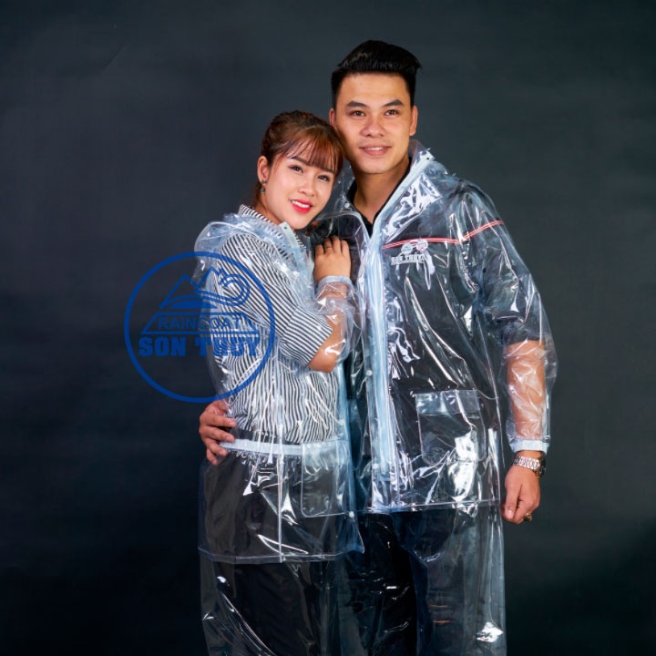 Bộ áo mưa trong suốt Sơn Thủy K25, bộ quần áo mưa nhựa dẻo PVC trong suốt siêu thời trang