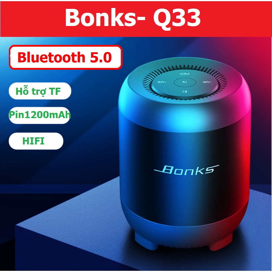 Loa Bluetooth  Bonks Q33 BASS MẠNH có chức năng nghe gọi, có hỗ trợ thẻ nhớ 32Gb