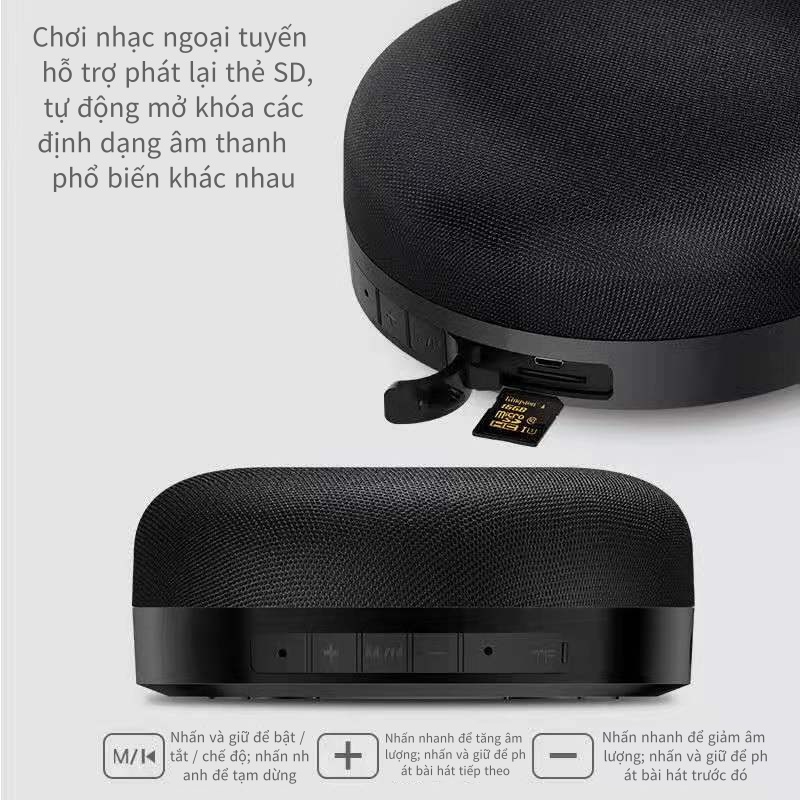 Loa Bluetooth Mini Cầm Tay Nhỏ Gọn Có Móc Treo Kết Nối Không Dây，Chống Bụi, Chống Thấm Nước Và Hỗ Trợ Thẻ Nhớ