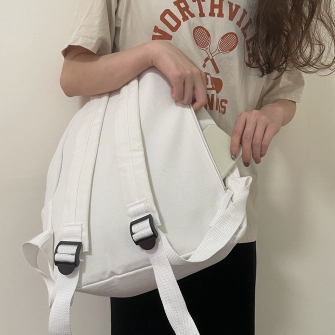 Ba lô canvas thêu hình gấu dễ thương cho nữ