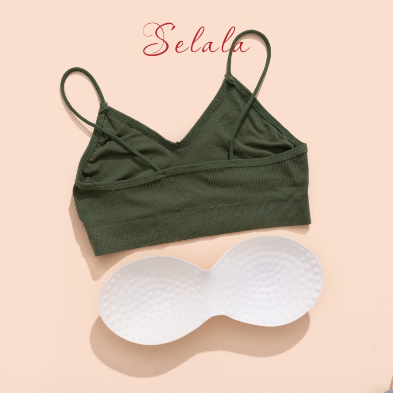 Áo Bra Selala 2 Dây Gân Tăm Cổ V Sexy Vải Mềm Thoải Mái BR25
