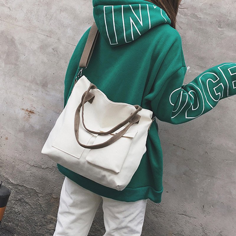 Túi Tote Đeo Chéo Vải Canvas Ulzzang Hàn Quốc Xinh Xắn
