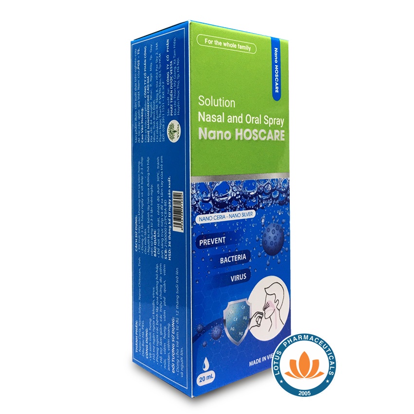 Nano HOSCARE 20ml - Bình xịt mũi họng kháng khuẩn. Kèm quà tặng giá 39K | Lotuspharma