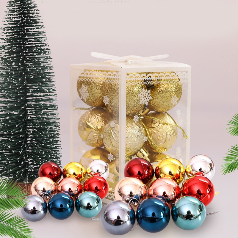 Set 12 quả châu 4cm nhiều màu sắc dùng để trang trí cây thông giáng sinh