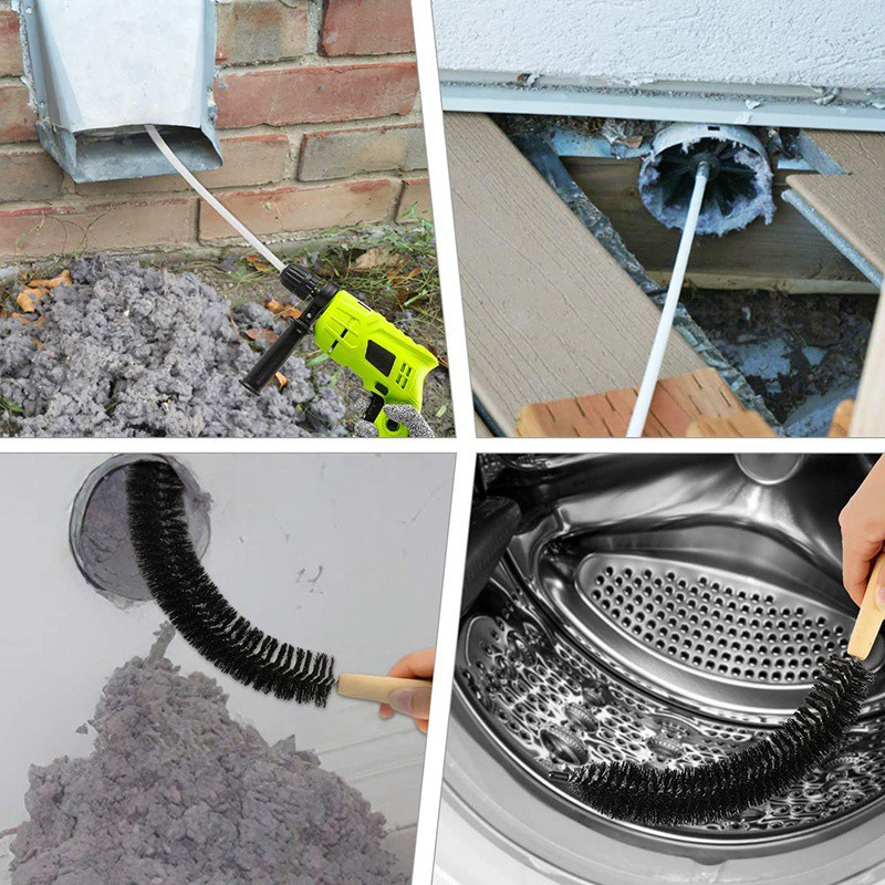Dryer Vent Cleaner 24 Feet, Flexible 18 Rods Dry Duct Cleaning Kit Chimney Sweep Brush with 2 Brush Heads and Dryer Lint Brush, Extend Up to 24 Feet