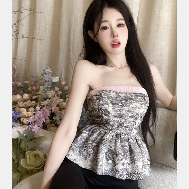 Áo Ống Không Tay In Họa Tiết Phong Cách Retro Dành Cho Nữ