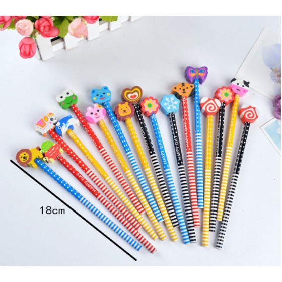 Bút chì gỗ - Bút chì kèm tẩy hoạt hình xinh xắn