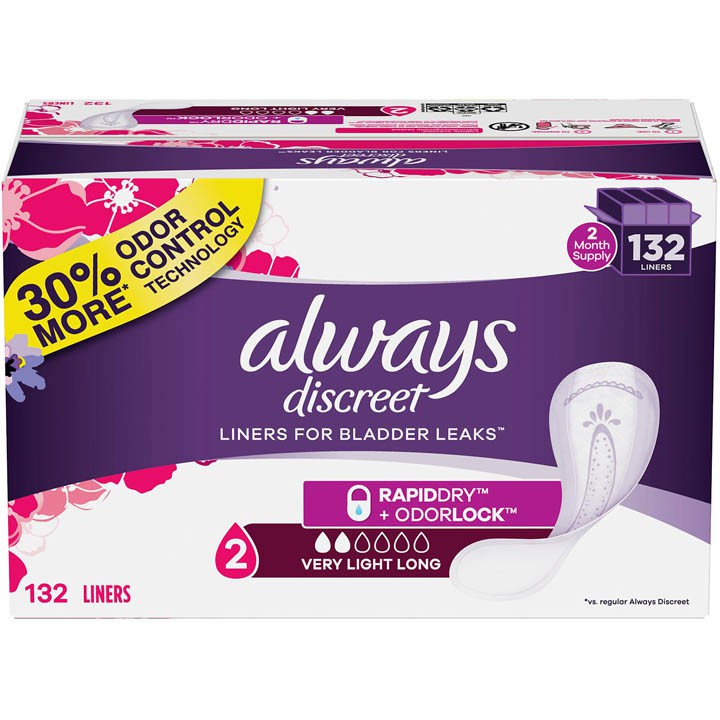 Băng vệ sinh Always Discreet Plus Incontinence Liners, 132 miếng