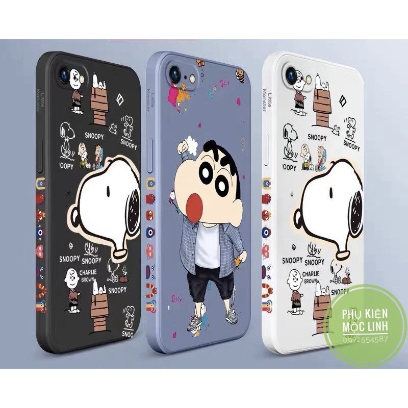 Ốp Iphone 11 Pro Max 11 11 Pro Xs max X 8plus 7plus 8 7 6plus 6splus Chó Snoopy và Shin in 3D 4 góc silicon bảo vệ cam