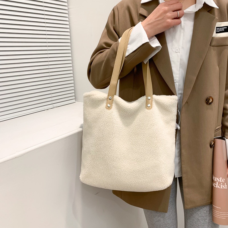 Túi Xách Lông Giả Mềm Mại Cỡ Lớn 2022 Thời Trang Mùa Đông Cho Nữ
