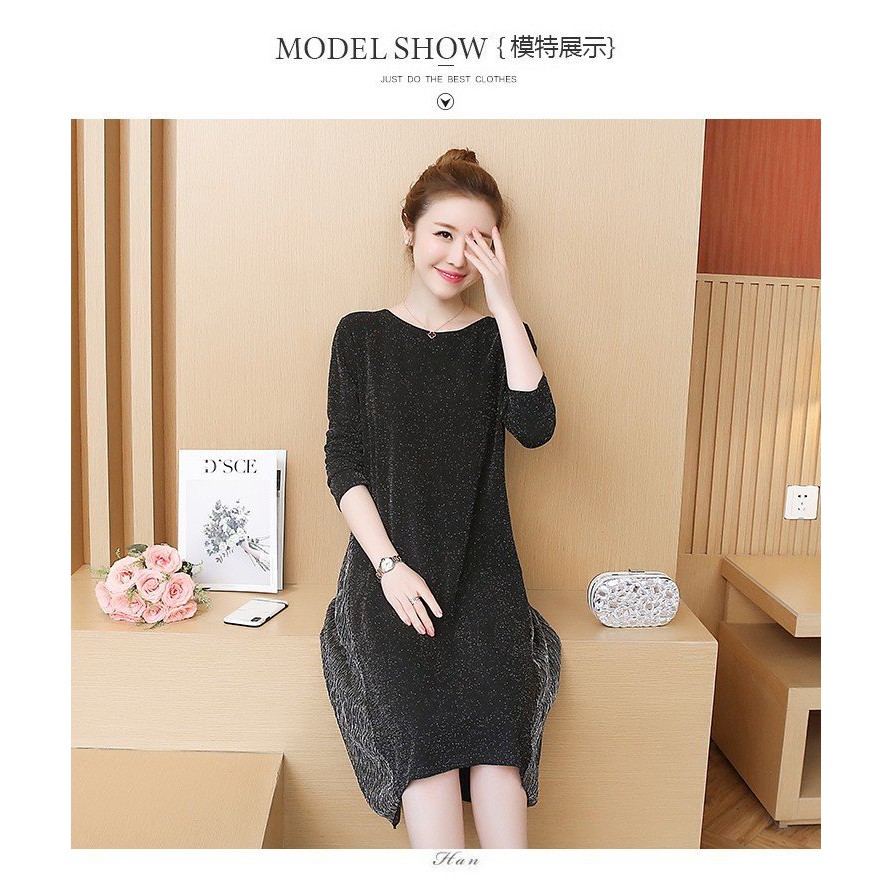 ĐẦM SUÔNG ÁNH KIM TUYẾN TAY DÀI D1197