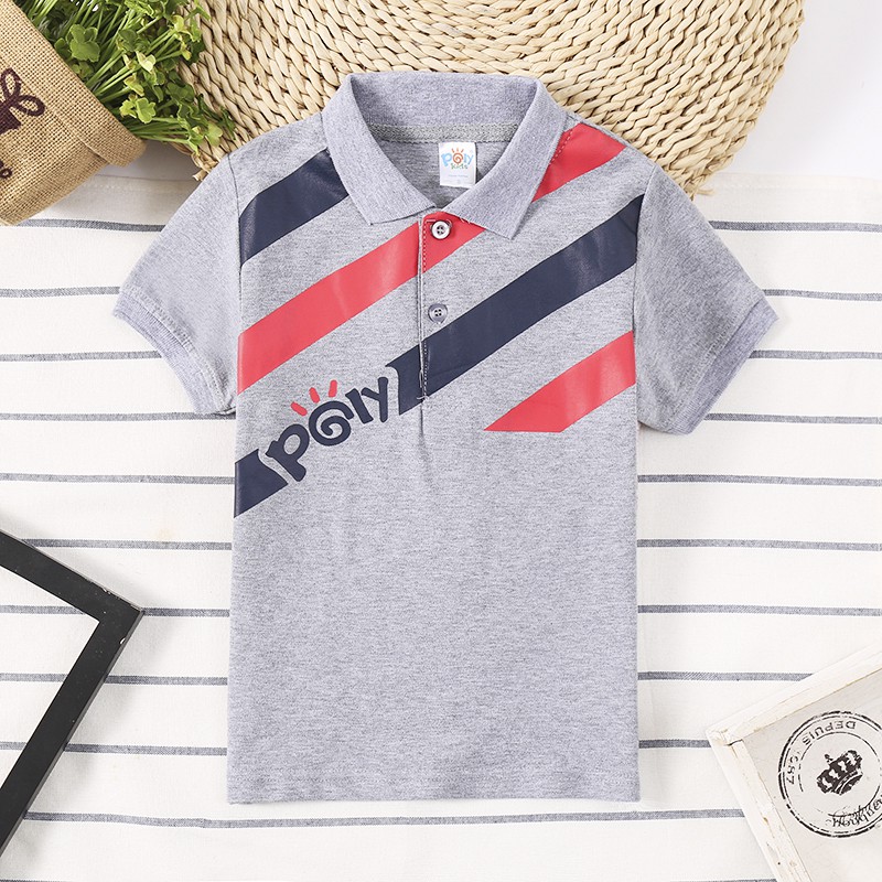 Áo thun polo cotton nguyên chất đơn giản cho bé trai